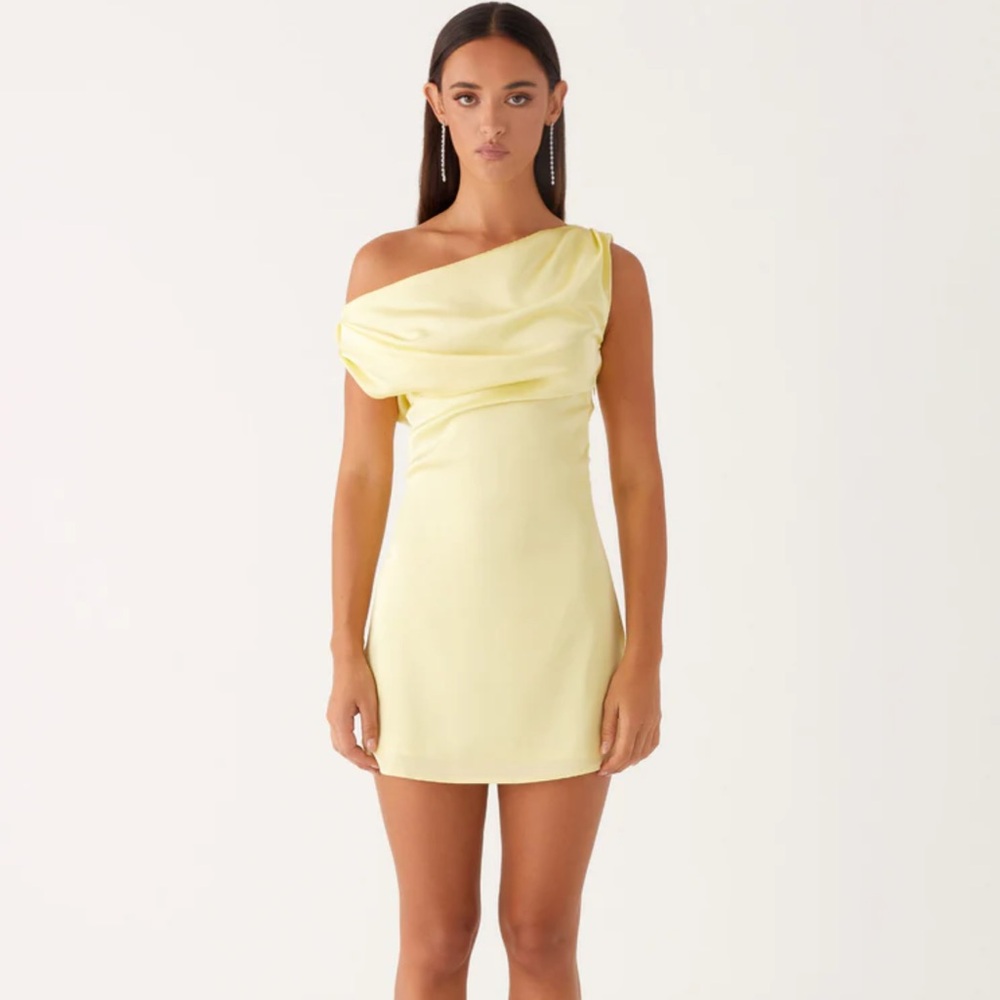 Peppermayo Heart of Glass Yellow One-Shoulder Mini Dress